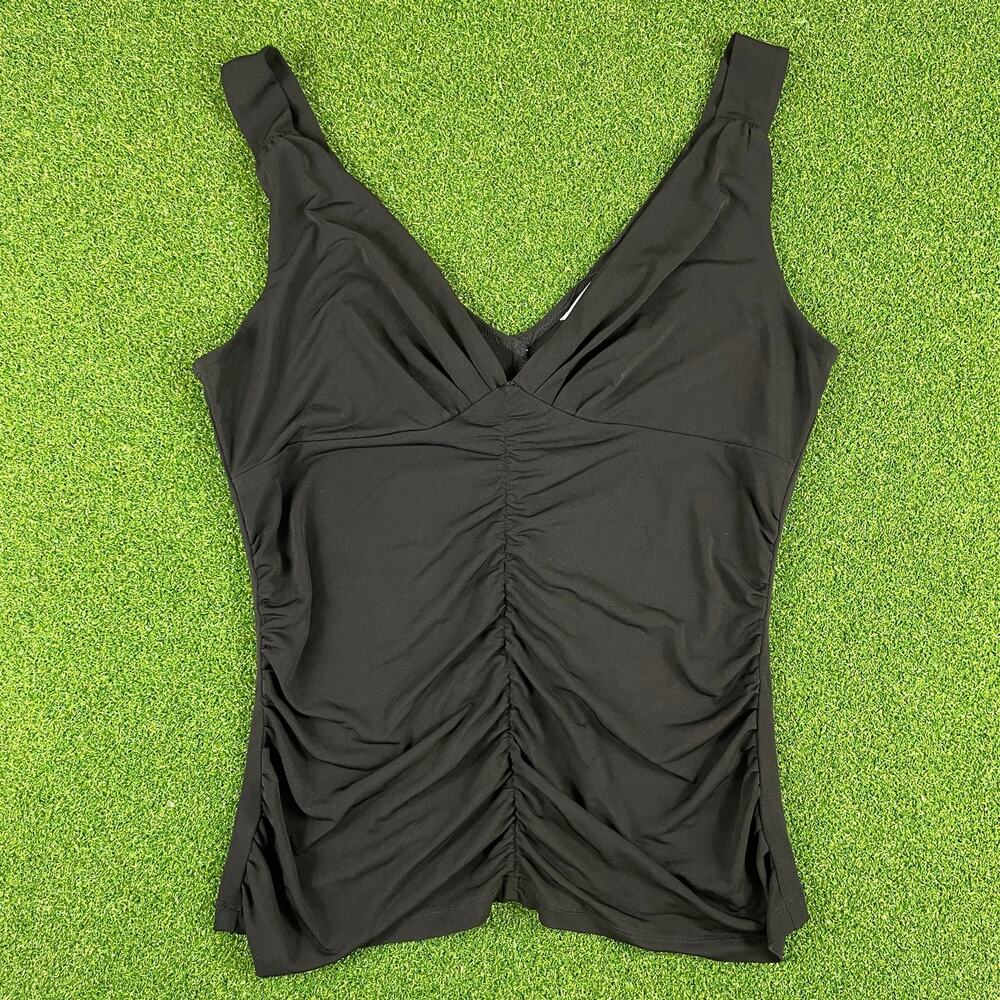Vintage Y2K Speechless Black V Neck Ruched Tank Top Sz L